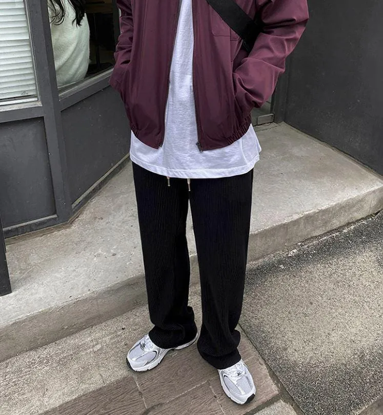 Chicmy-Korean style, Korean men's outfit, minimalist style, street fashion No. 922 PLEATED WIDE PANTS