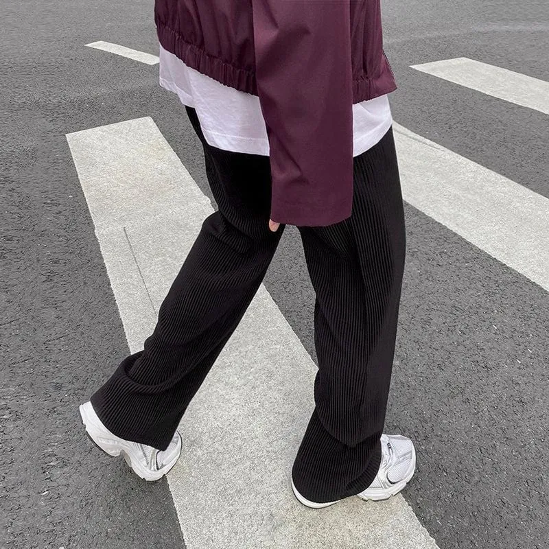 Chicmy-Korean style, Korean men's outfit, minimalist style, street fashion No. 922 PLEATED WIDE PANTS