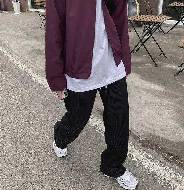 Chicmy-Korean style, Korean men's outfit, minimalist style, street fashion No. 922 PLEATED WIDE PANTS