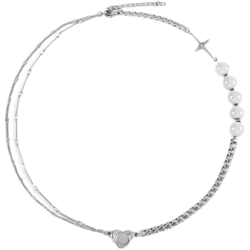 Chicmy-Korean style, Korean men's outfit, minimalist style, street fashionCROSS CHAIN PEARL NECKLACE