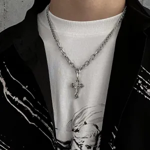 Chicmy-Korean style, Korean men's outfit, minimalist style, street fashionCROSS PENDANT CHAIN NECKLACE