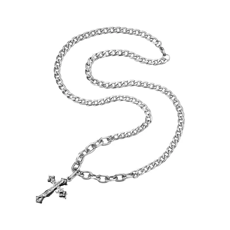 Chicmy-Korean style, Korean men's outfit, minimalist style, street fashionCROSS PENDANT CHAIN NECKLACE