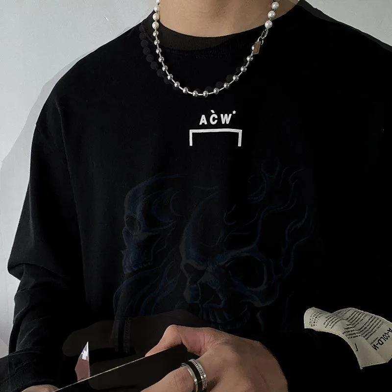 Chicmy-Korean style, Korean men's outfit, minimalist style, street fashionHALF PEARL NECKLACE