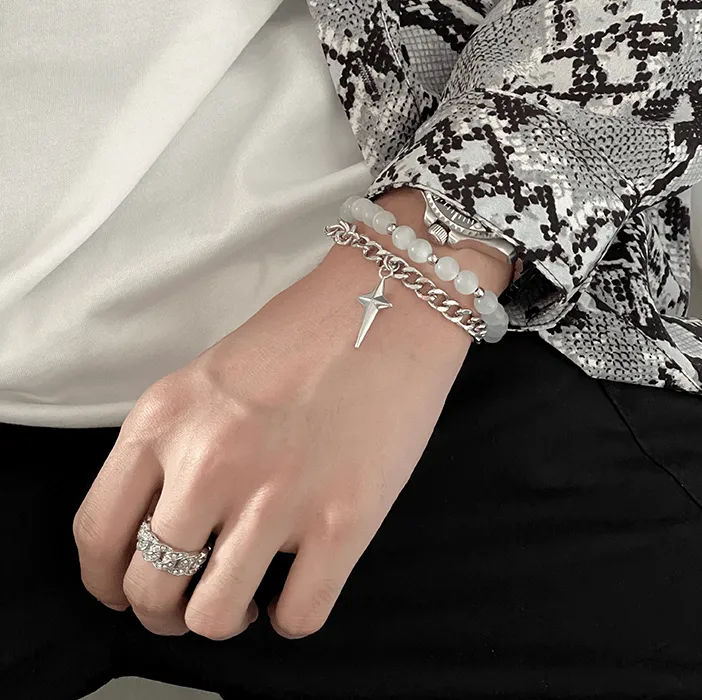 Chicmy-Korean style, Korean men's outfit, minimalist style, street fashionPENDANT PEARL DOUBLE LAYER BRACELET