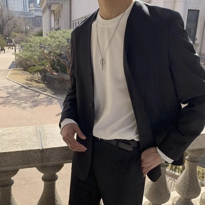 Chicmy-Korean style, Korean men's outfit, minimalist style, street fashionRING NECKLACE