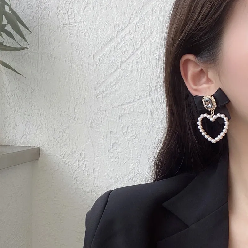 Chicmy-Korean Temperament Retro Rhinestone Bow Clip Earrings