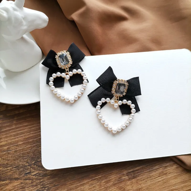 Chicmy-Korean Temperament Retro Rhinestone Bow Clip Earrings
