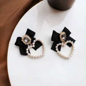 Chicmy-Korean Temperament Retro Rhinestone Bow Clip Earrings
