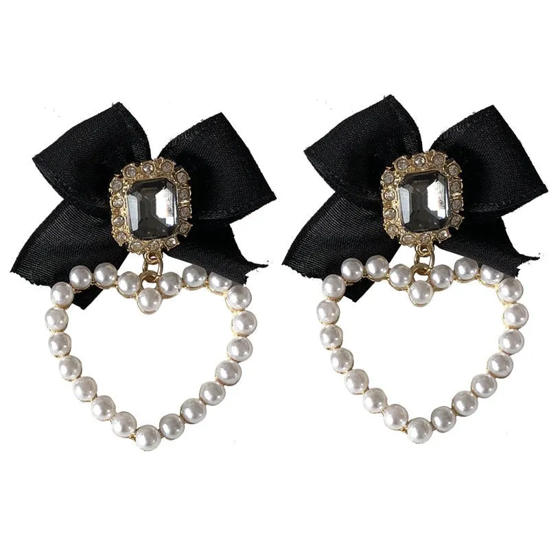 Chicmy-Korean Temperament Retro Rhinestone Bow Clip Earrings