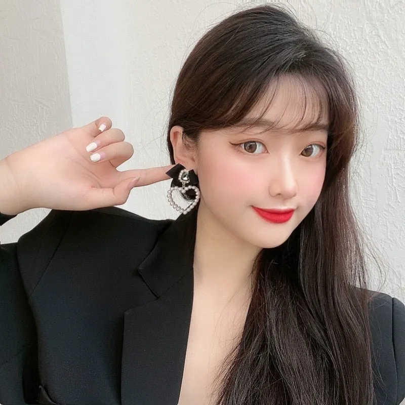 Chicmy-Korean Temperament Retro Rhinestone Bow Clip Earrings
