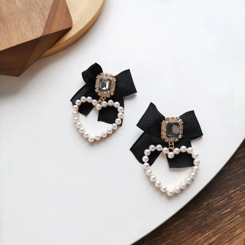Chicmy-Korean Temperament Retro Rhinestone Bow Clip Earrings