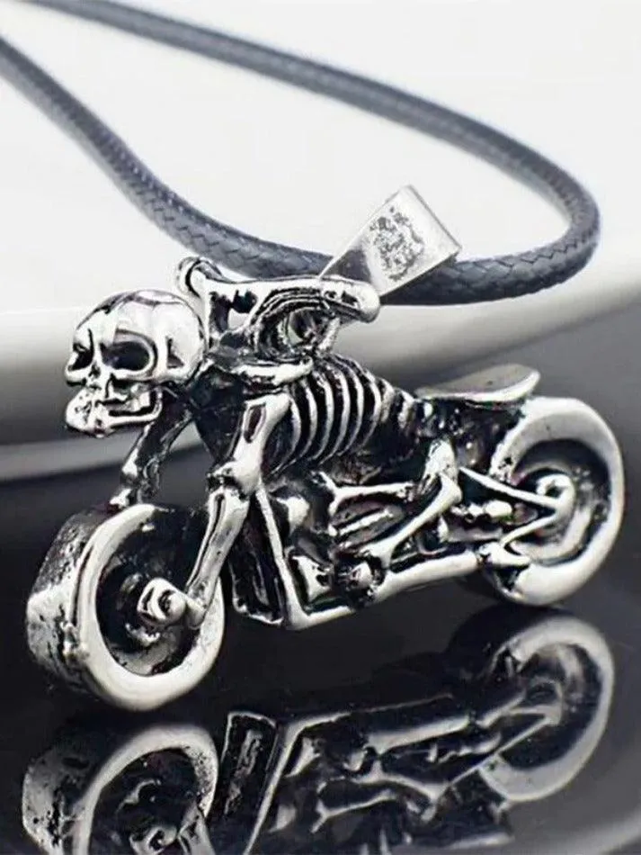 Chicmy-Men's Vintage Moto Skull Necklace