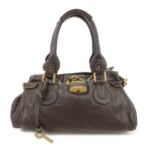 Chloe Paddington Leather Shoulder Bag Hand Bag Dark Brown Used