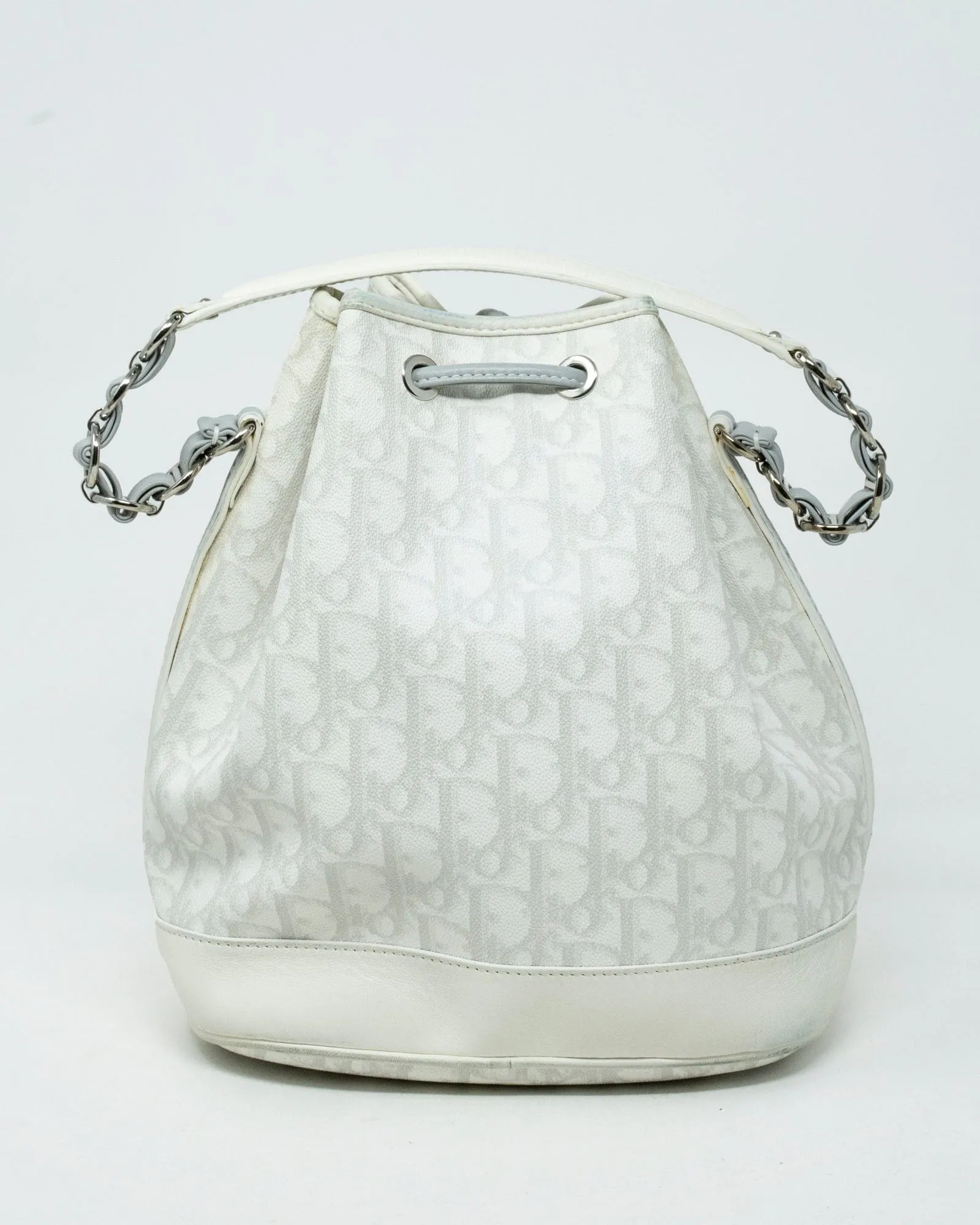 Christian Dior Cream & Grey Oblique Leather Bucket Bag  - AGL1911