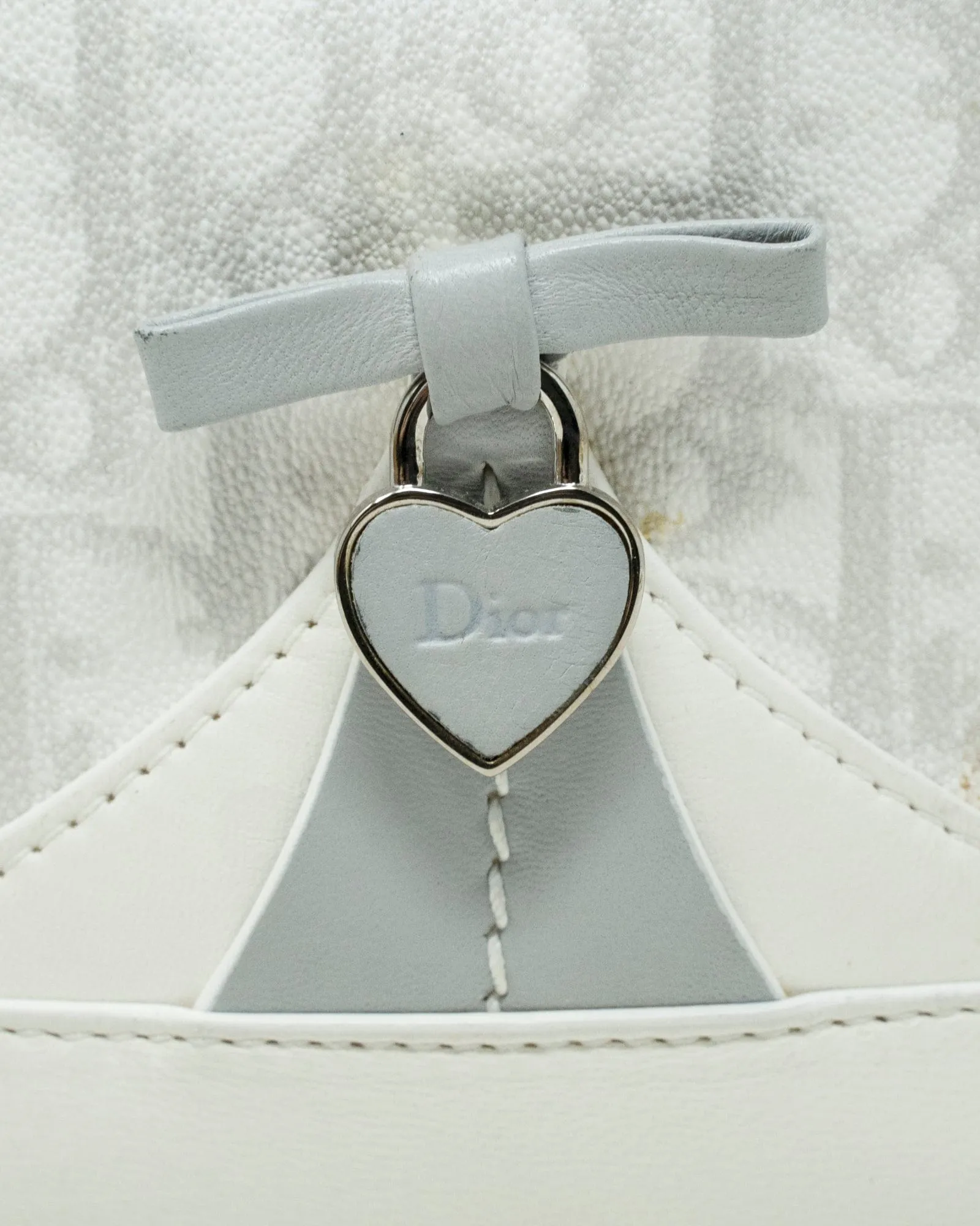 Christian Dior Cream & Grey Oblique Leather Bucket Bag  - AGL1911