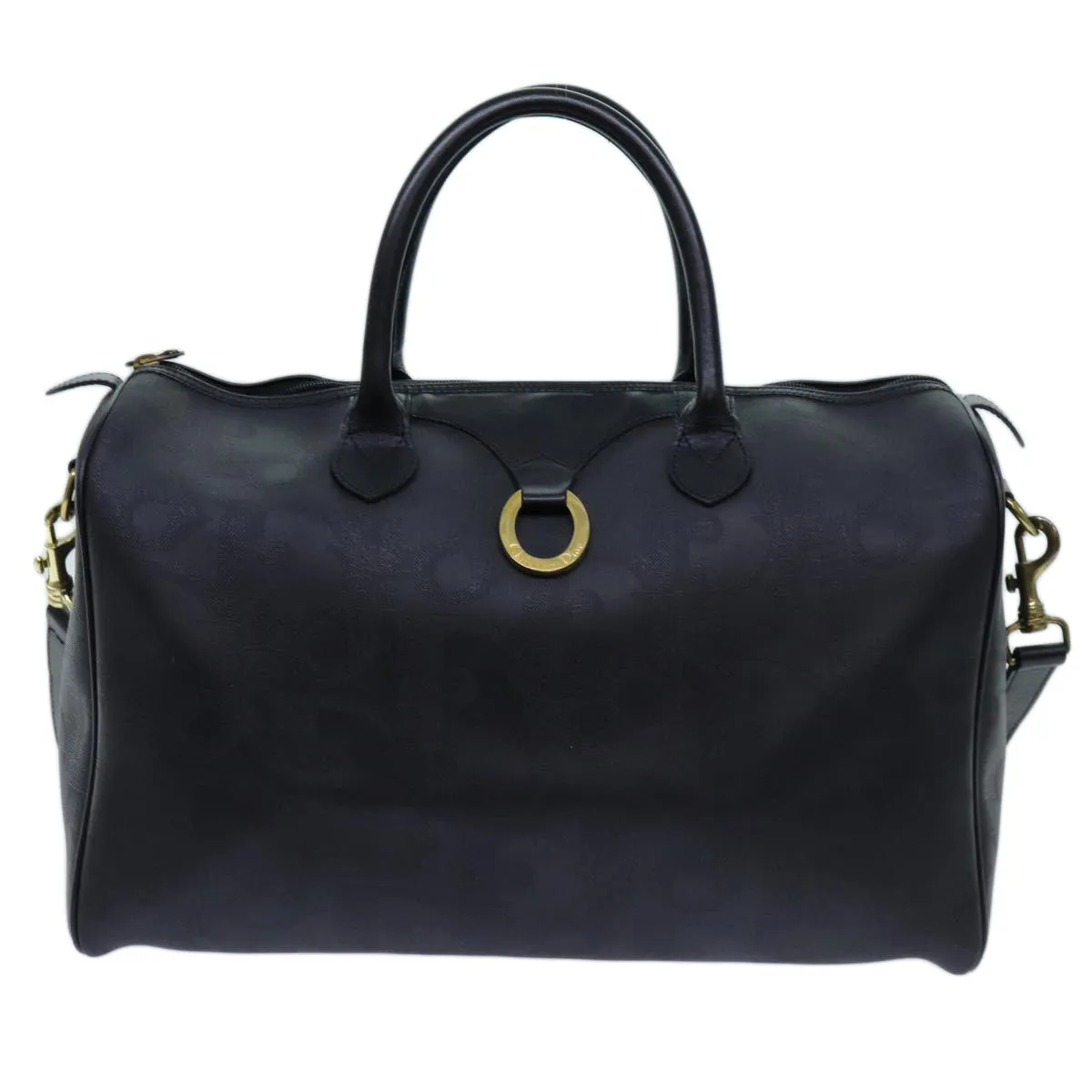 CHRISTIAN DIOR Trotter Canvas Boston Bag 2way Black Auth yk11514