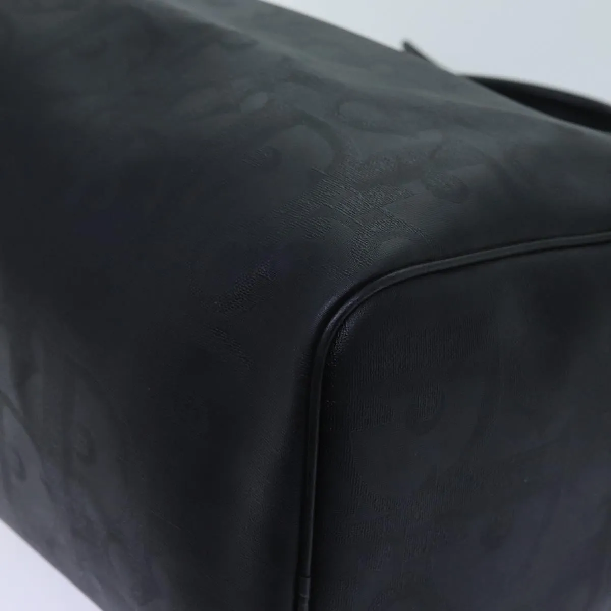 CHRISTIAN DIOR Trotter Canvas Boston Bag 2way Black Auth yk11514