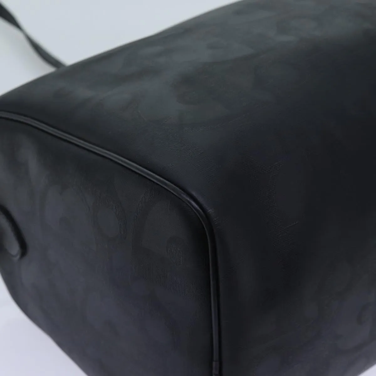 CHRISTIAN DIOR Trotter Canvas Boston Bag 2way Black Auth yk11514
