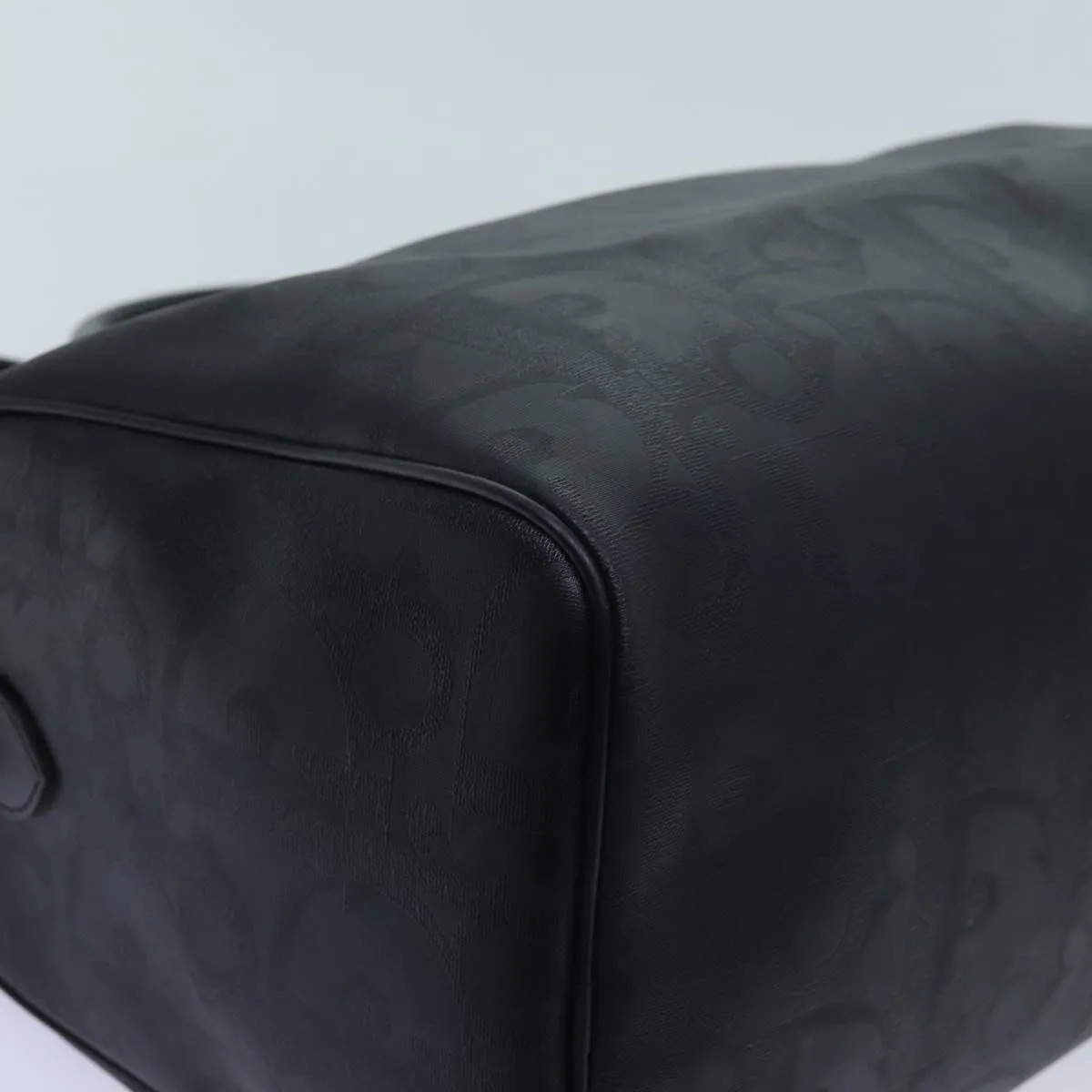 CHRISTIAN DIOR Trotter Canvas Boston Bag 2way Black Auth yk11514