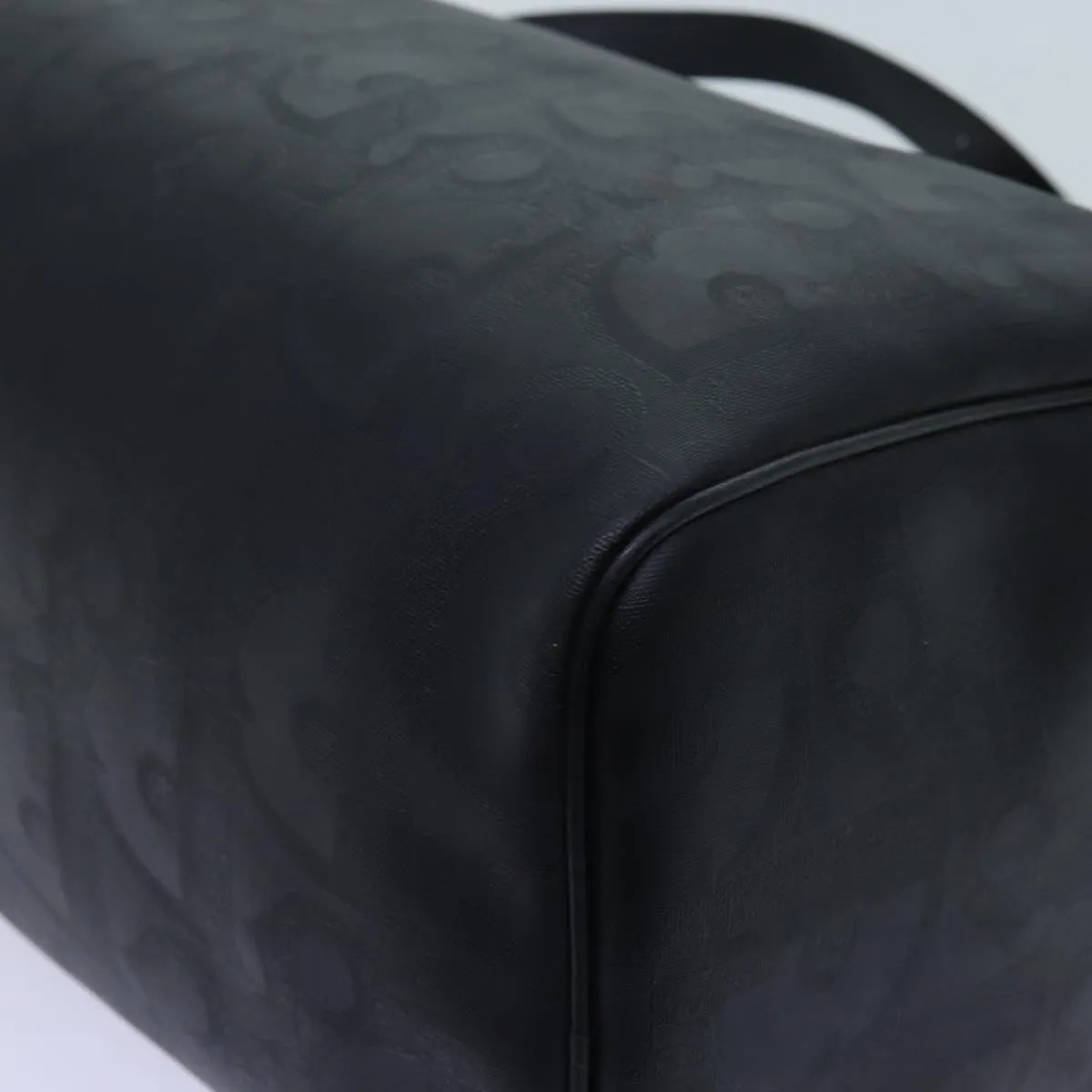 CHRISTIAN DIOR Trotter Canvas Boston Bag 2way Black Auth yk11514