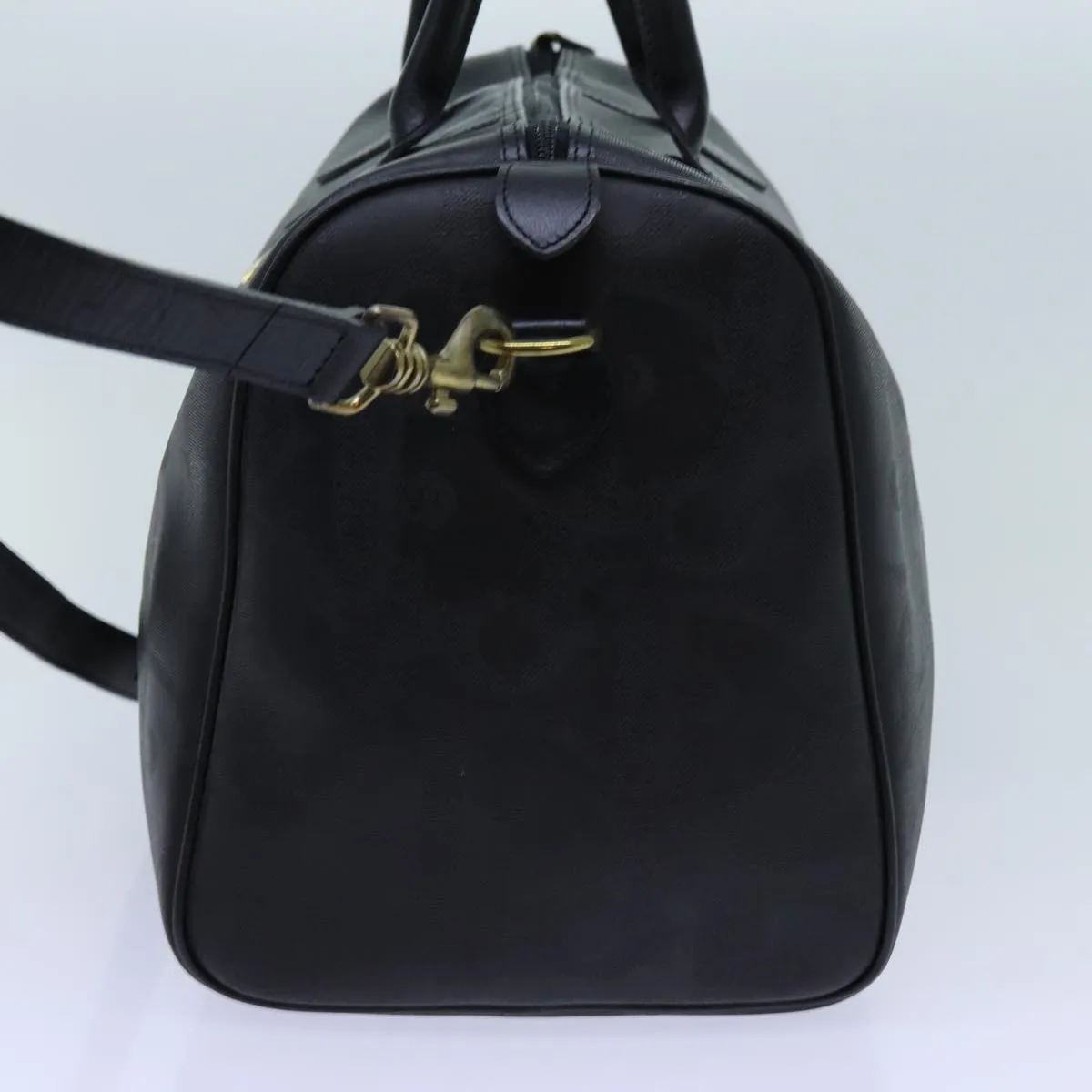CHRISTIAN DIOR Trotter Canvas Boston Bag 2way Black Auth yk11514