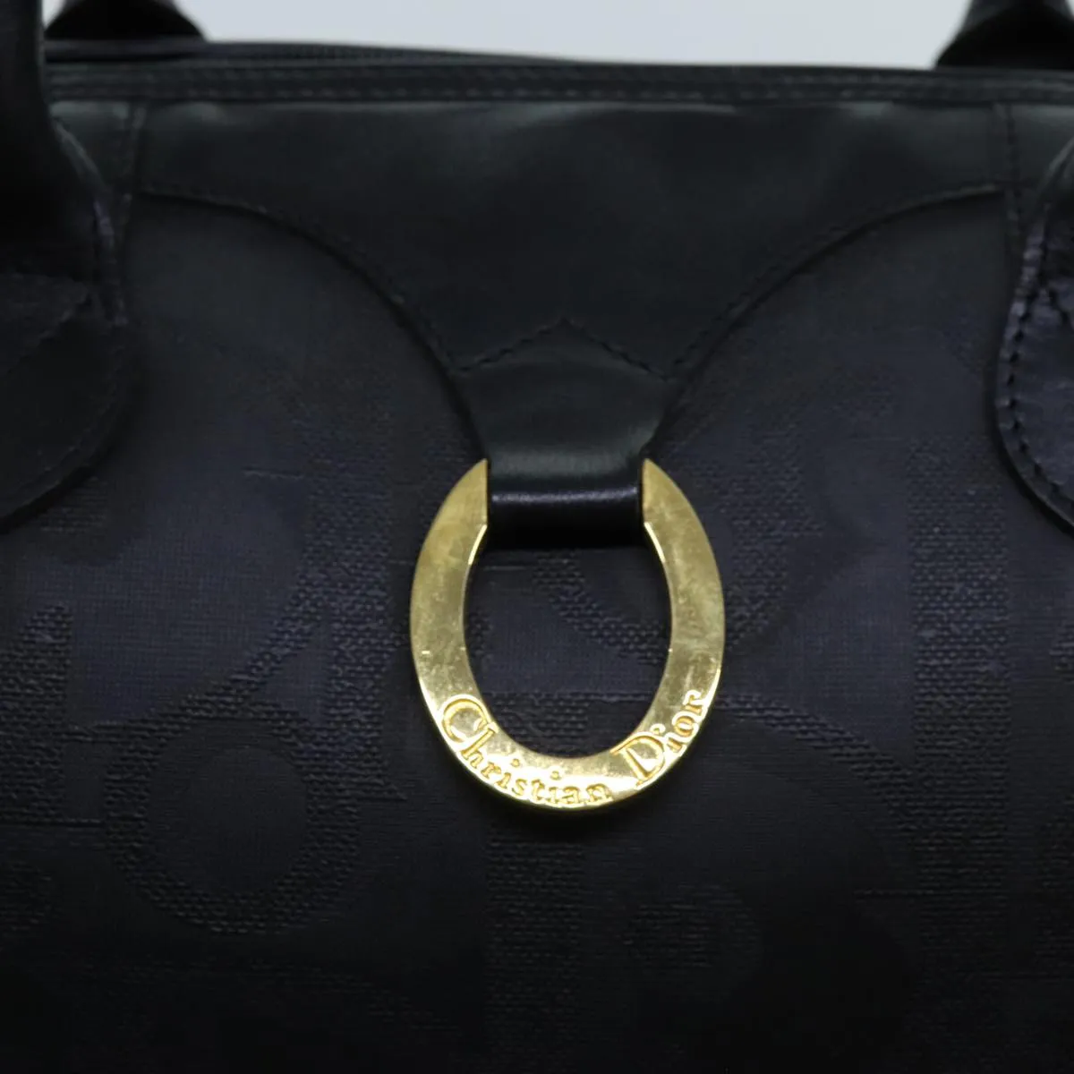 CHRISTIAN DIOR Trotter Canvas Boston Bag 2way Black Auth yk11514