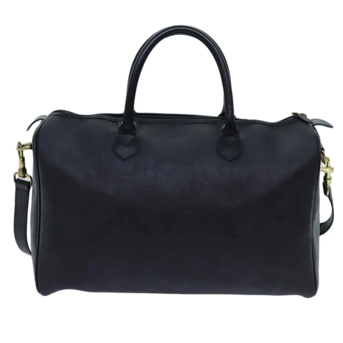 CHRISTIAN DIOR Trotter Canvas Boston Bag 2way Black Auth yk11514