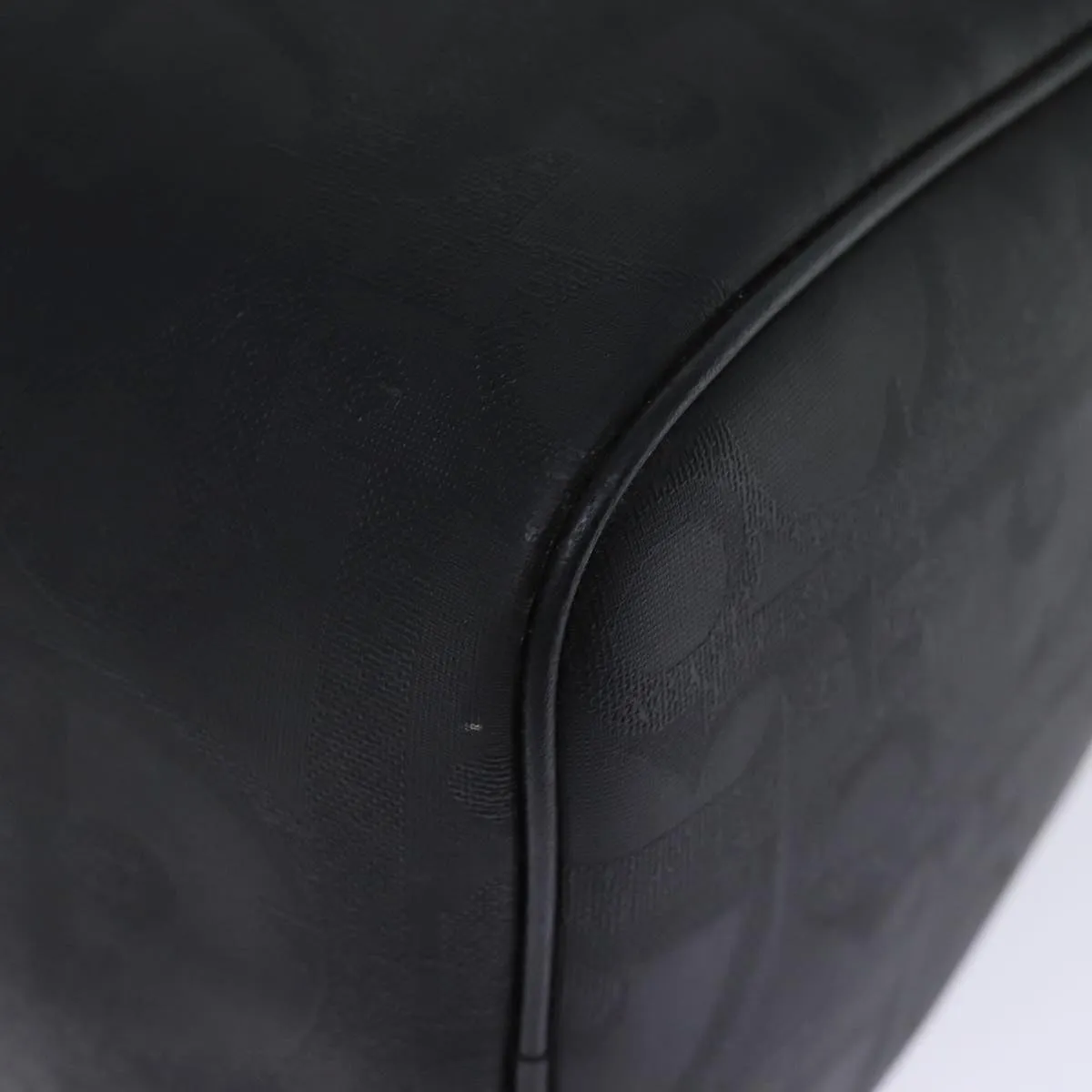 CHRISTIAN DIOR Trotter Canvas Boston Bag Black Auth yk12582