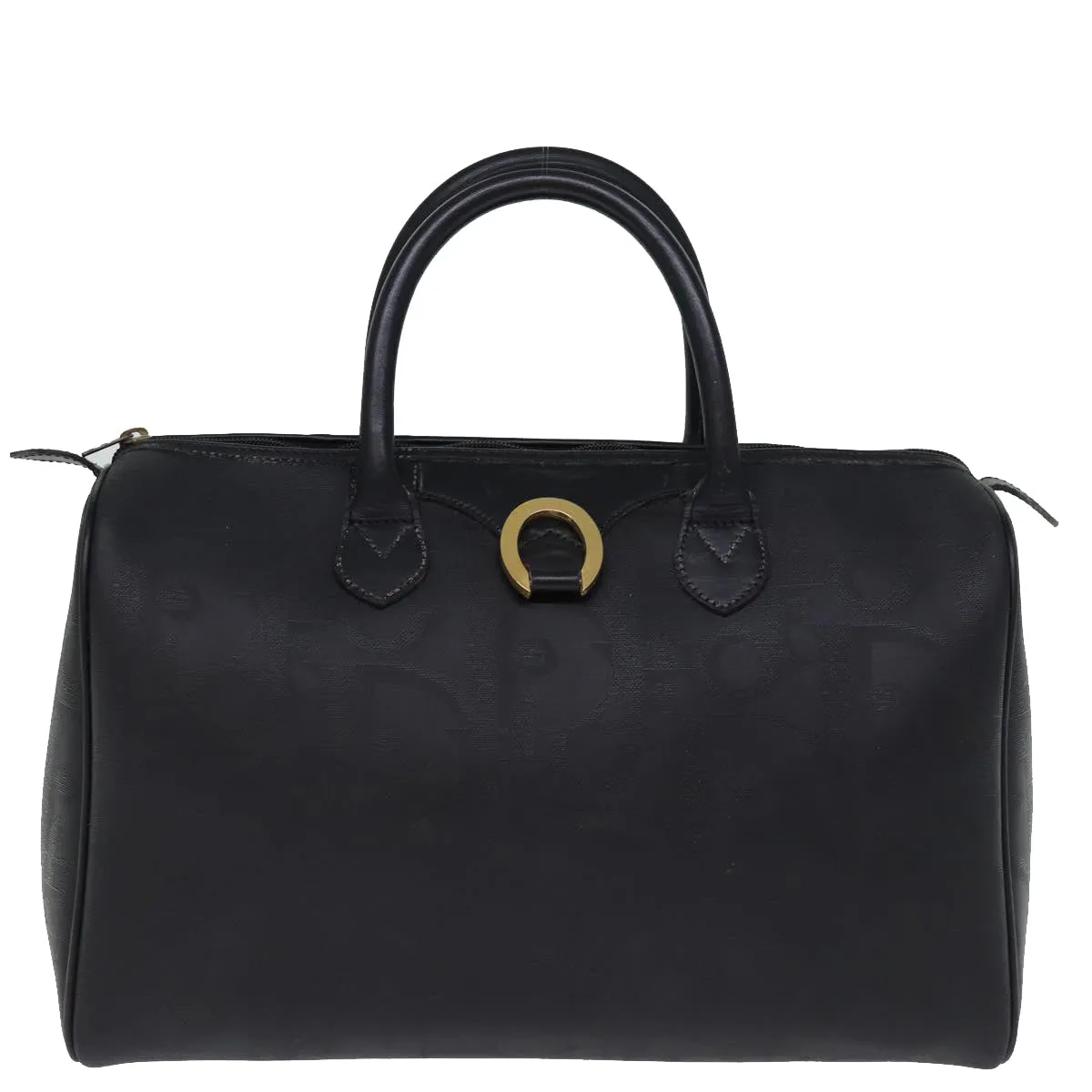 CHRISTIAN DIOR Trotter Canvas Boston Bag Black Auth yk12582