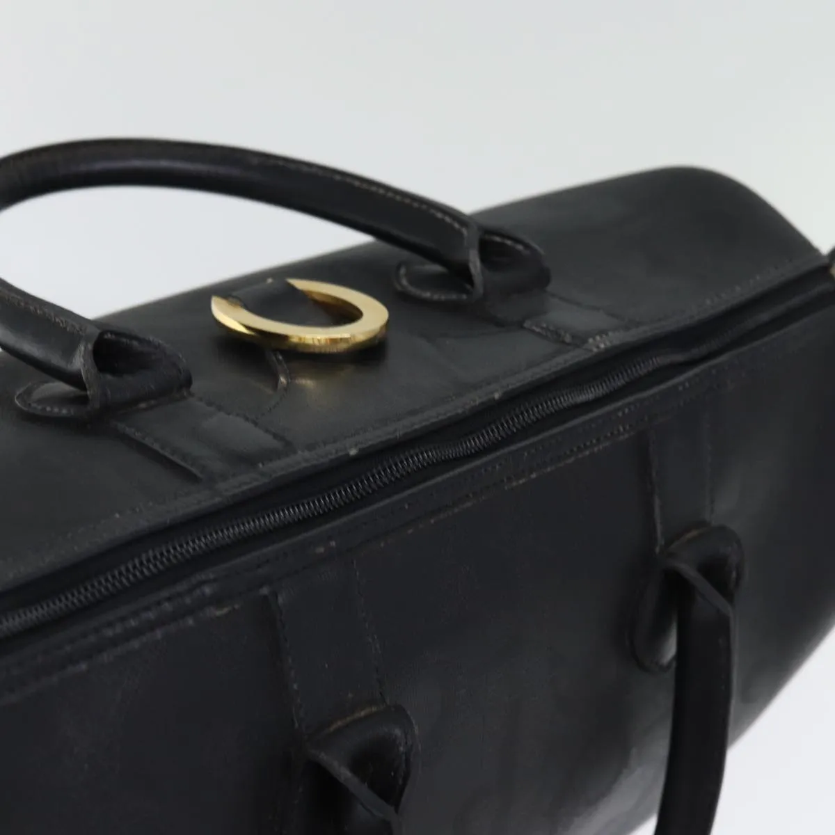 CHRISTIAN DIOR Trotter Canvas Boston Bag Black Auth yk12582