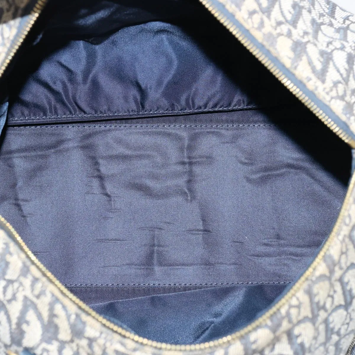 CHRISTIAN DIOR Trotter Canvas Boston Bag Navy Auth 75131