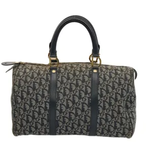 CHRISTIAN DIOR Trotter Canvas Boston Bag Navy Auth 75131
