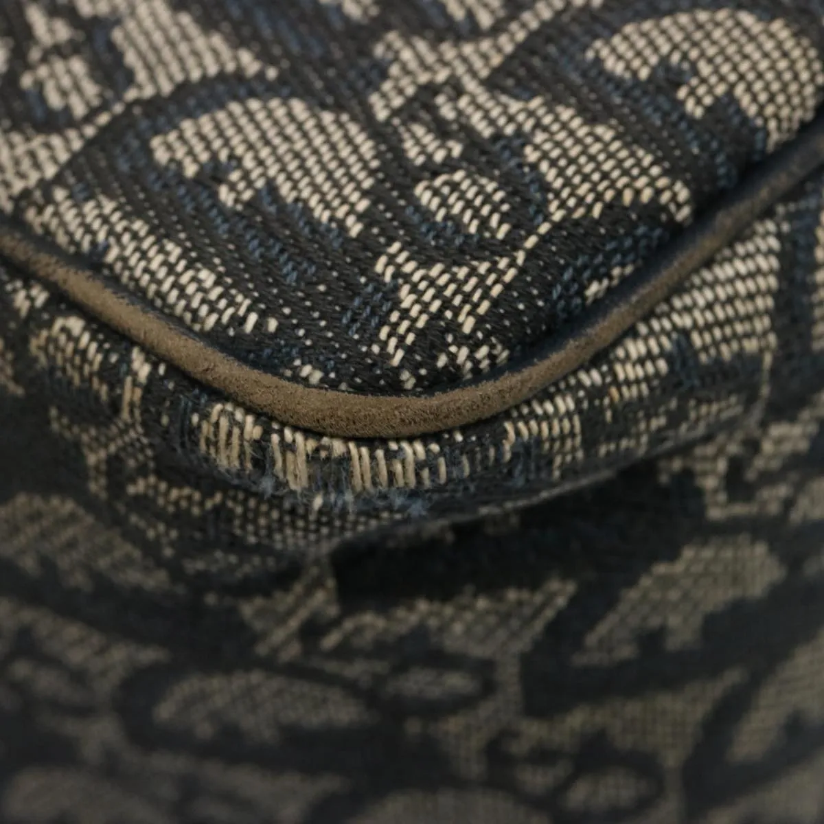 CHRISTIAN DIOR Trotter Canvas Boston Bag Navy Auth 75131