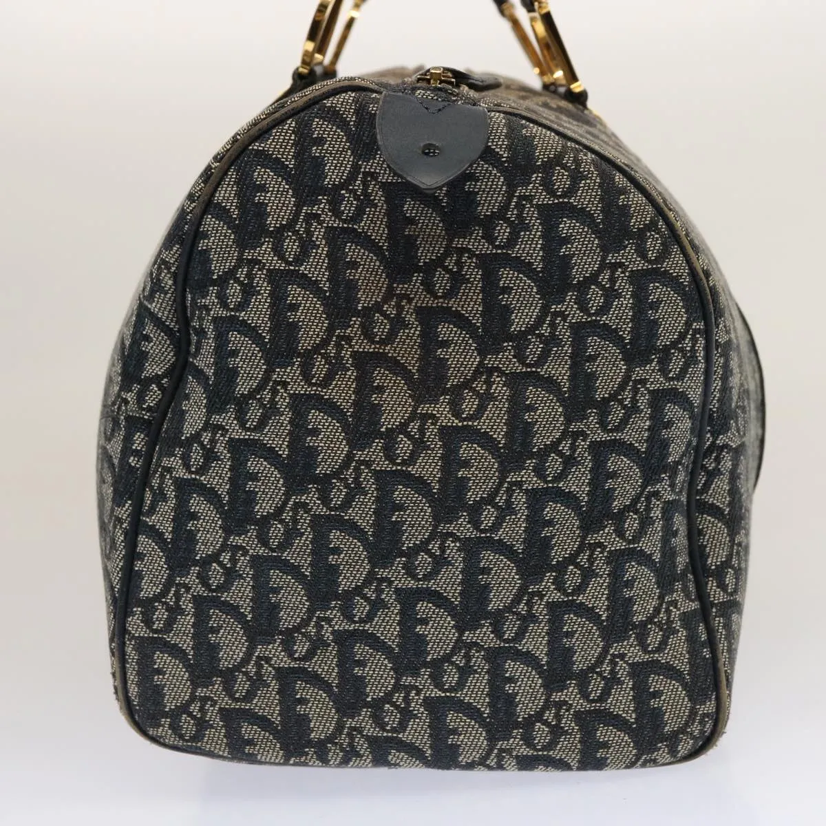 CHRISTIAN DIOR Trotter Canvas Boston Bag Navy Auth 75131