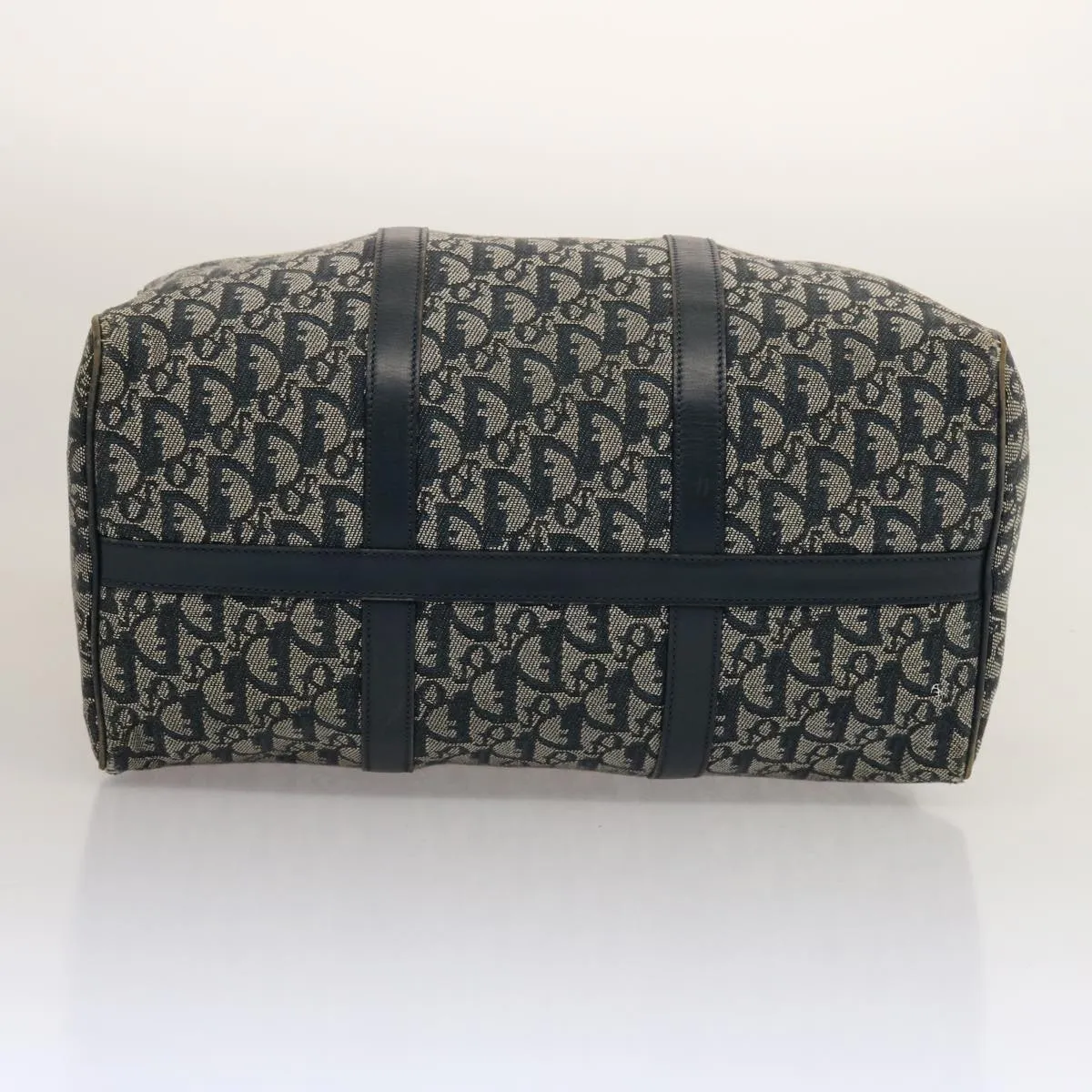CHRISTIAN DIOR Trotter Canvas Boston Bag Navy Auth 75131