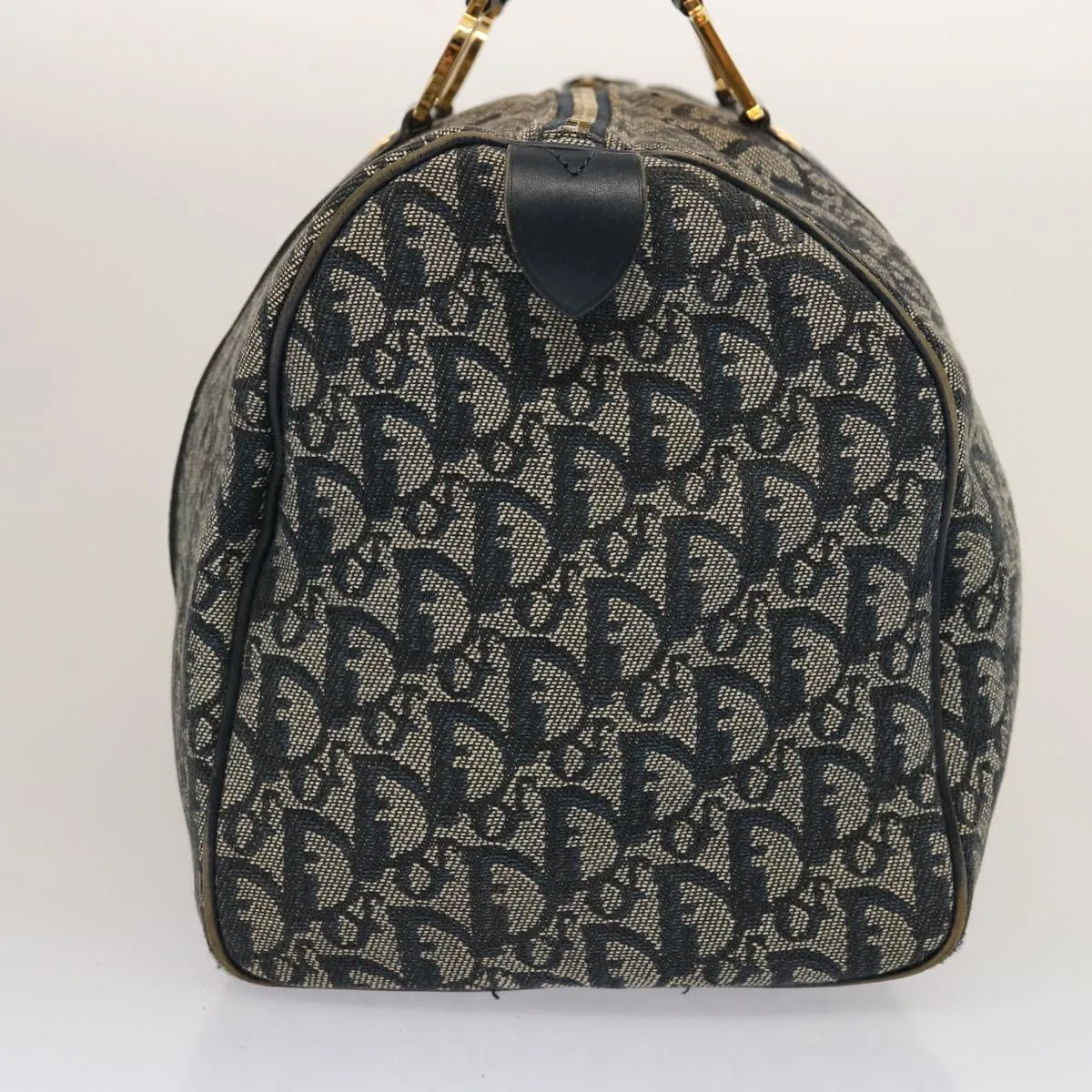 CHRISTIAN DIOR Trotter Canvas Boston Bag Navy Auth 75131