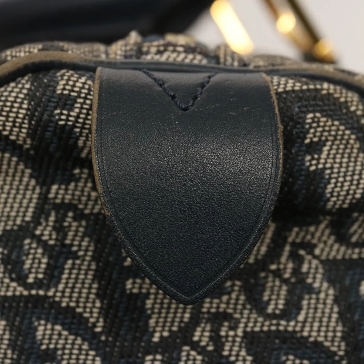 CHRISTIAN DIOR Trotter Canvas Boston Bag Navy Auth 75131