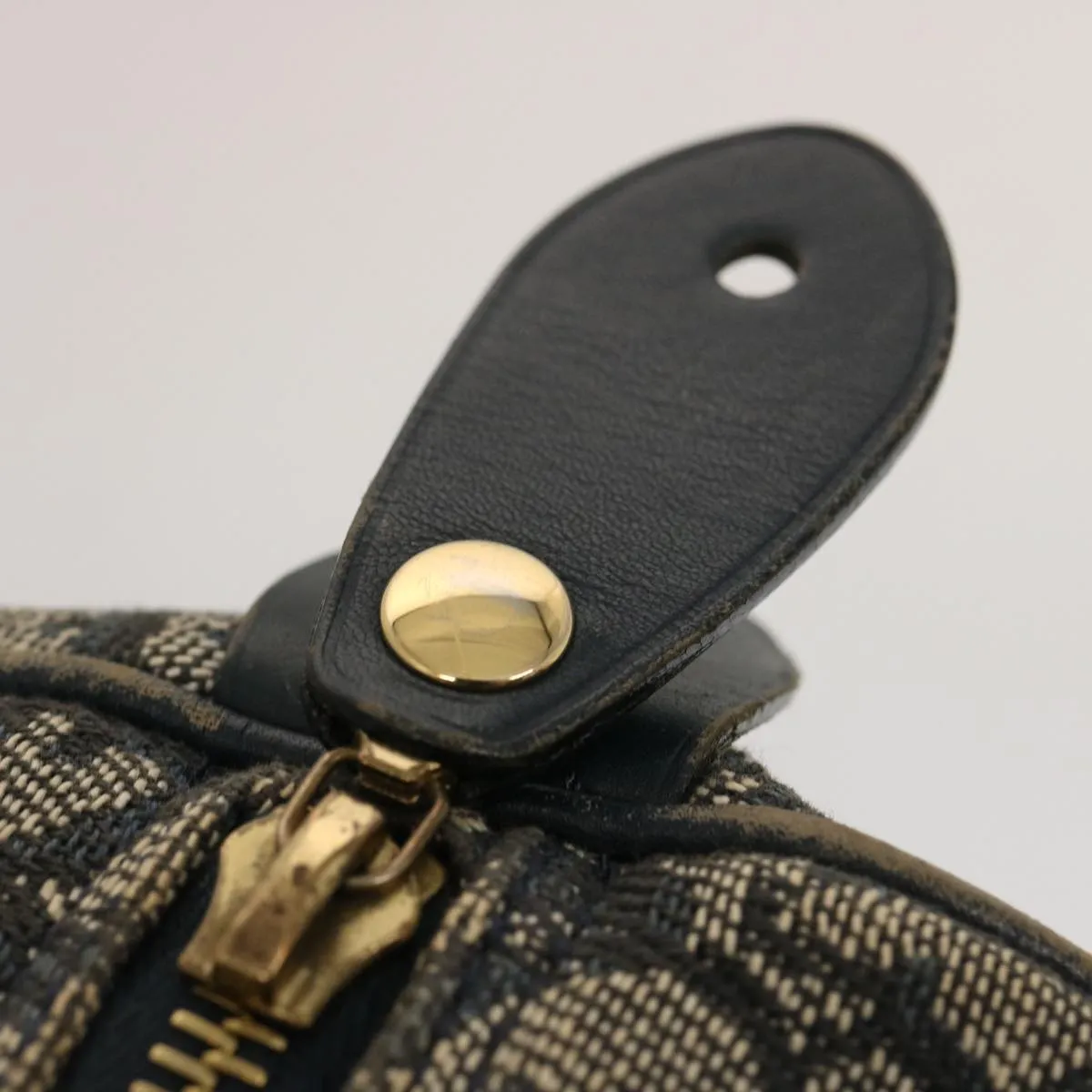CHRISTIAN DIOR Trotter Canvas Boston Bag Navy Auth 75131