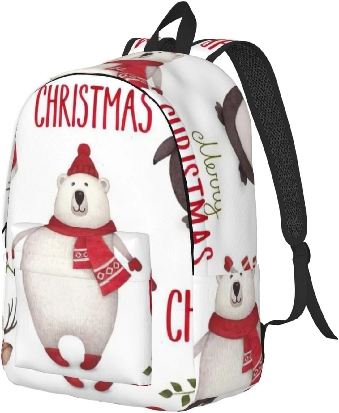 Christmas Santa Claus Print Canvas Backpack Women,Mens Travel Casual Daypack Bookbag For Laptop Work Travel Hiking