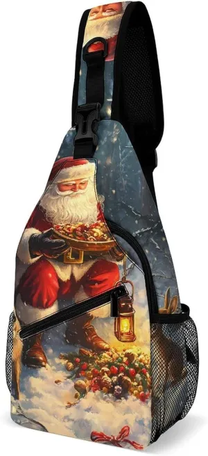 Christmas Santa Sling Backpack Multipurpose Crossbody Shoulder Bags Travel Chest Bag Hiking Daypack