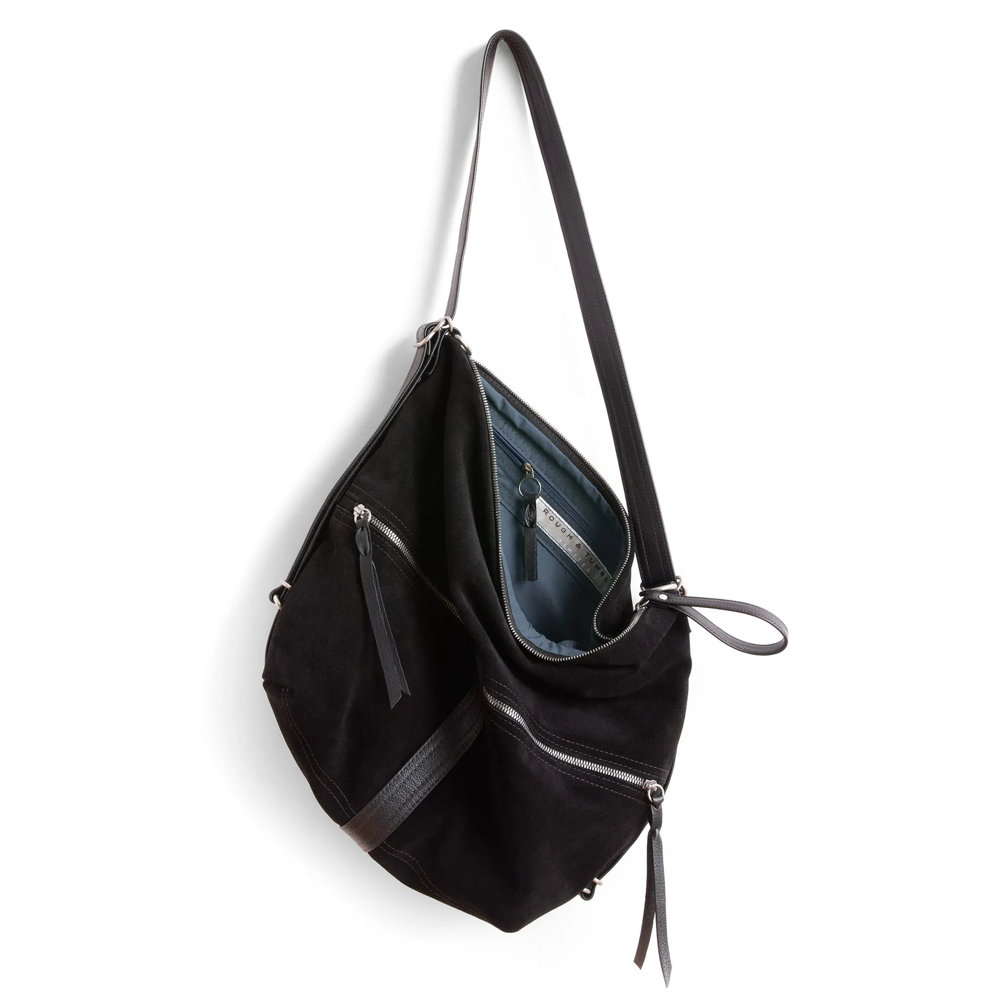 city safari™ | black suede | 3 in 1 adjustable | choose size   lining   pulls   hardware finish