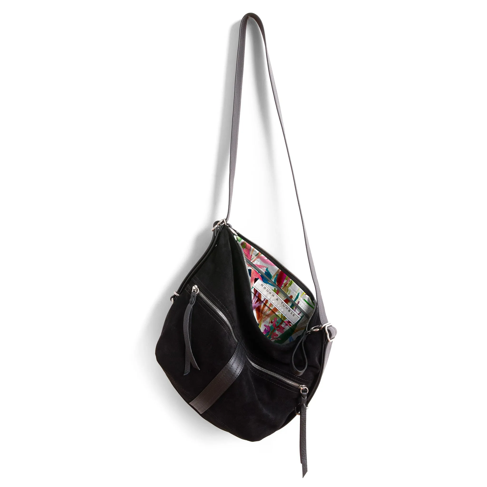 city safari™ | black suede | 3 in 1 adjustable | choose size   lining   pulls   hardware finish