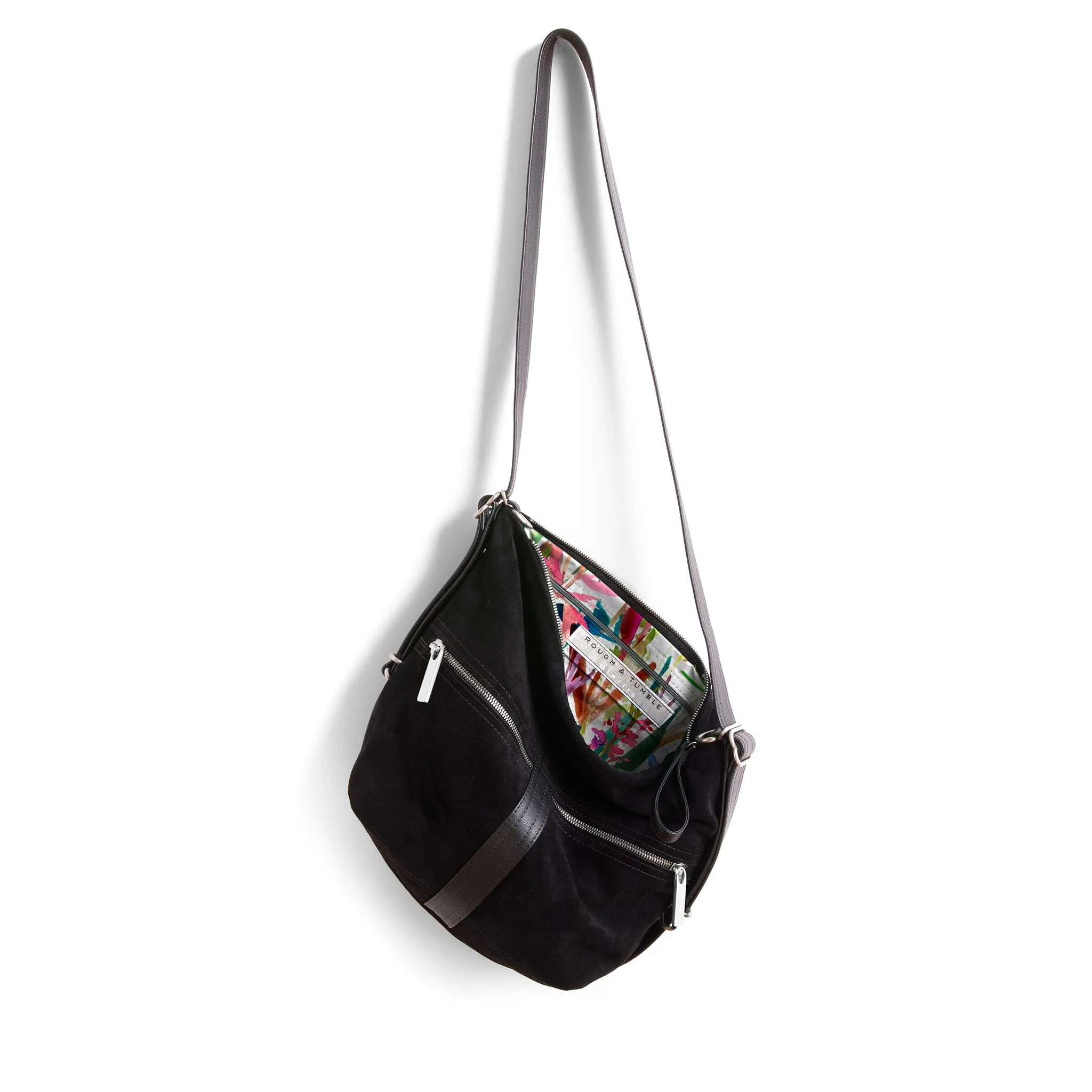 city safari™ | black suede | 3 in 1 adjustable | choose size   lining   pulls   hardware finish