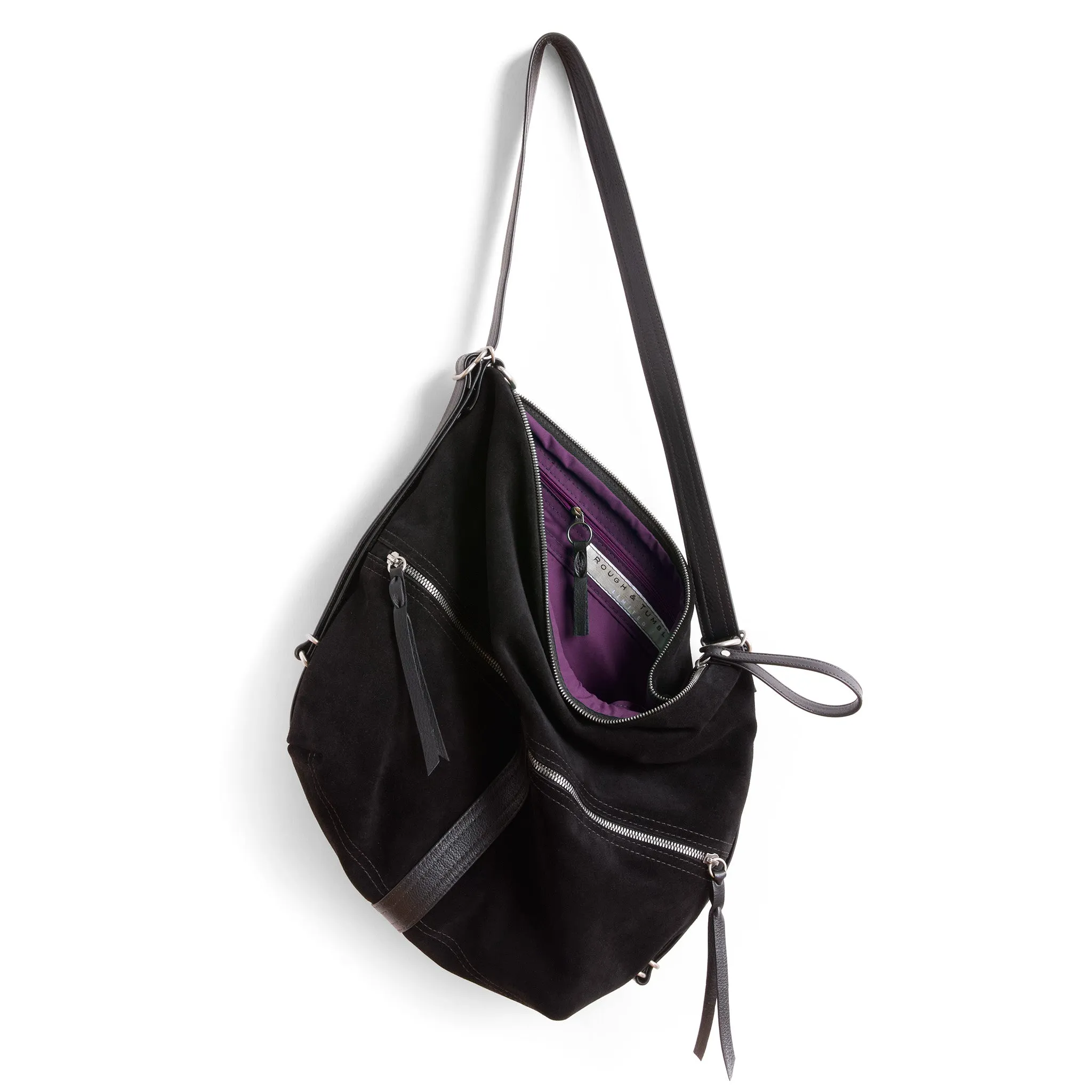 city safari™ | black suede | 3 in 1 adjustable | choose size   lining   pulls   hardware finish