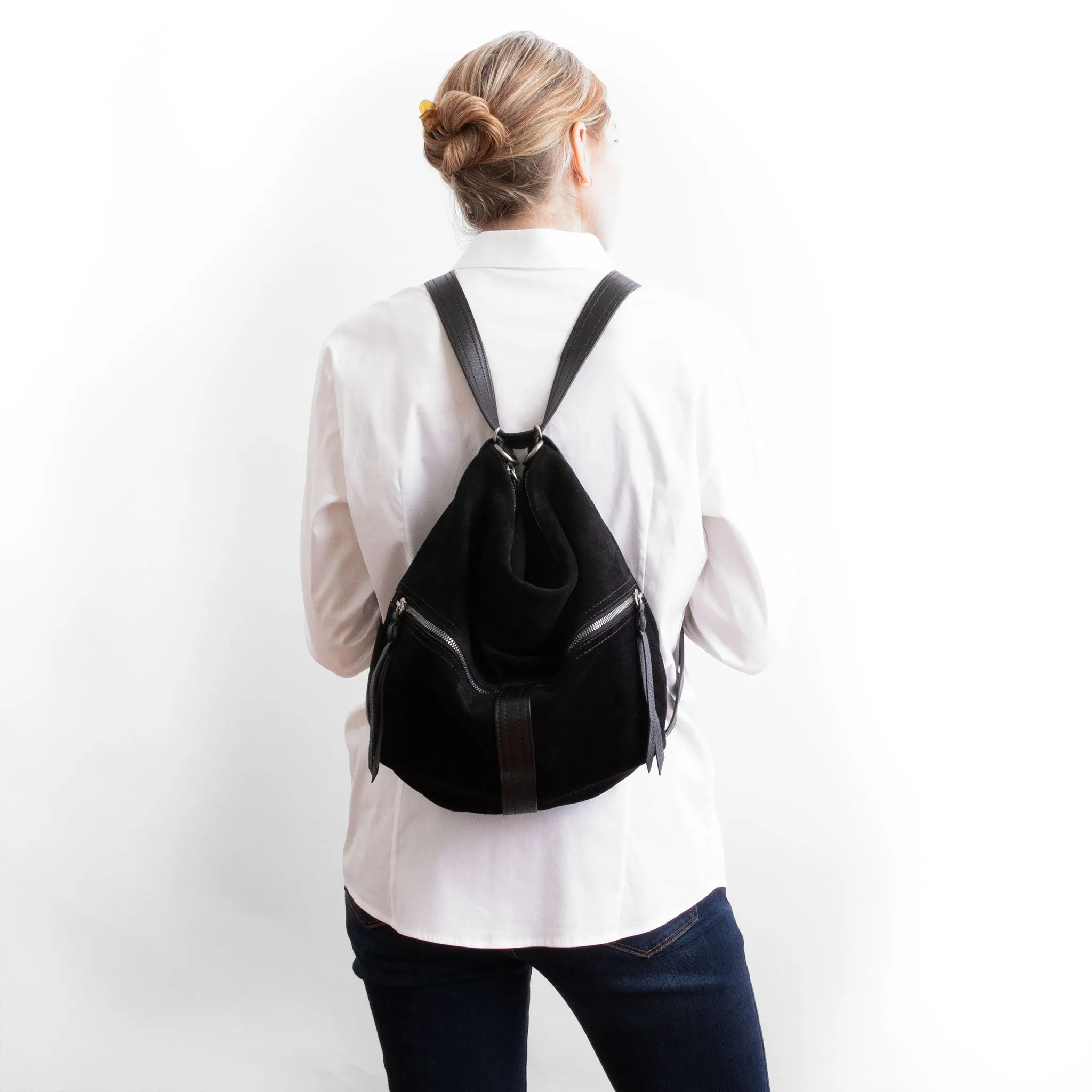 city safari™ | black suede | 3 in 1 adjustable | choose size   lining   pulls   hardware finish