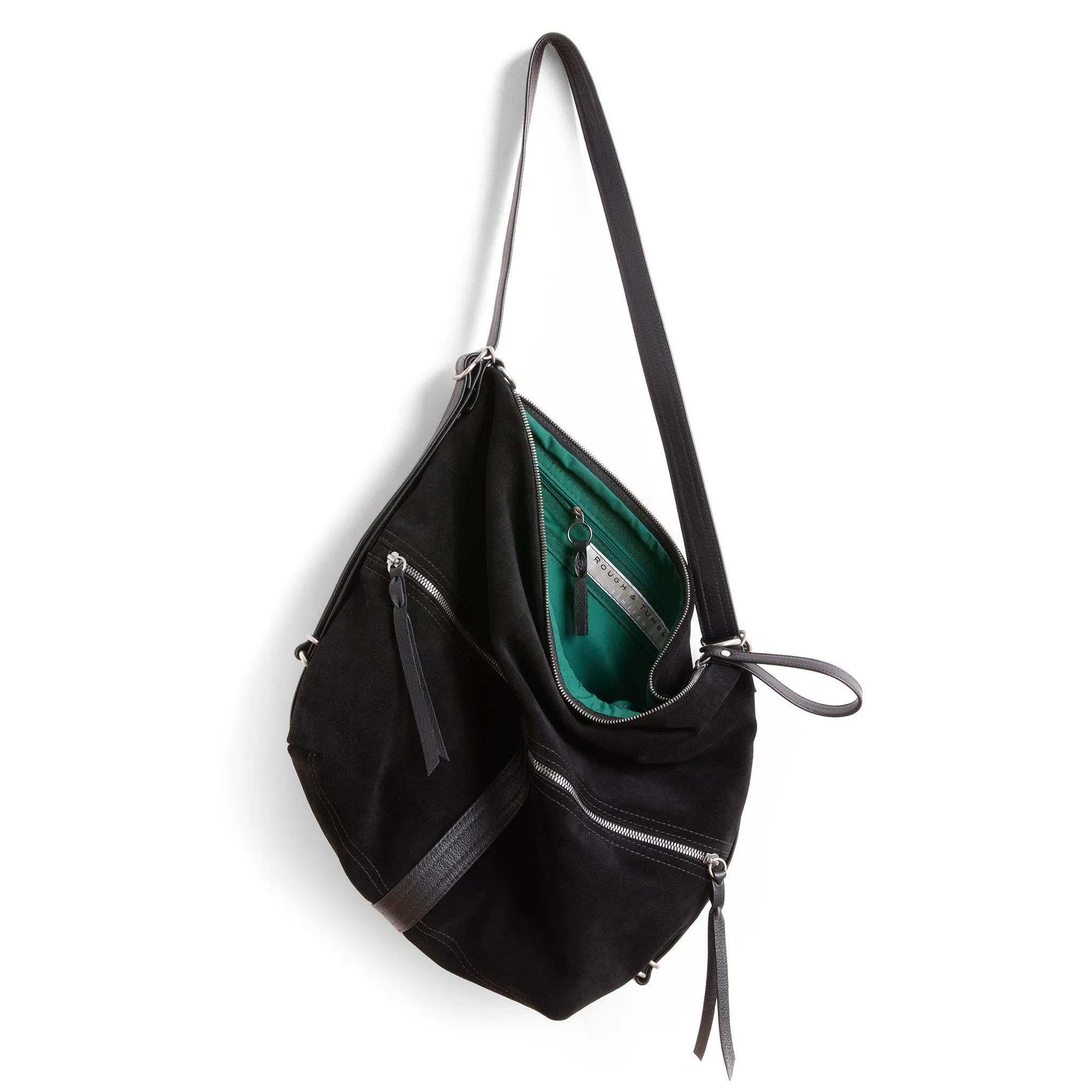 city safari™ | black suede | 3 in 1 adjustable | choose size   lining   pulls   hardware finish