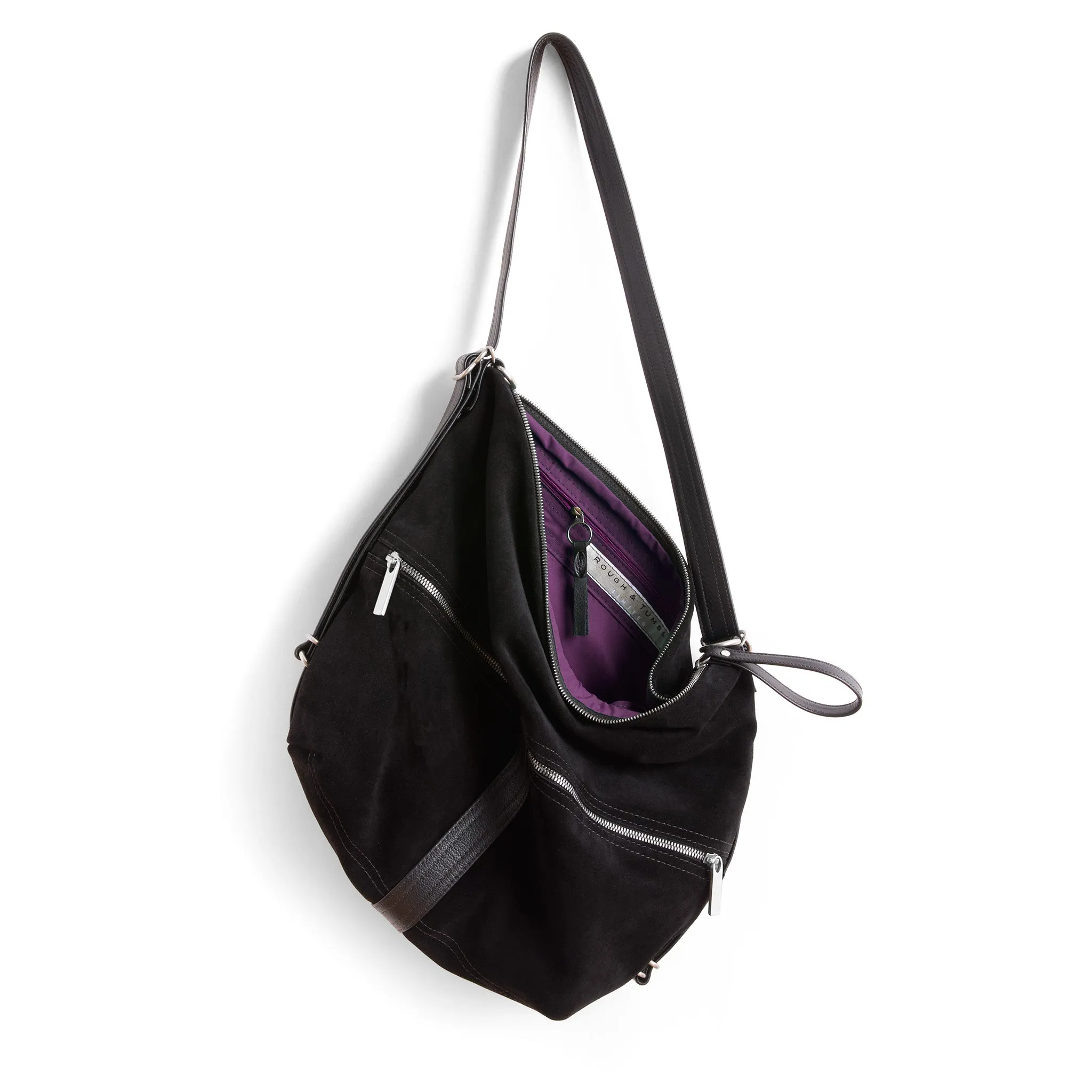city safari™ | black suede | 3 in 1 adjustable | choose size   lining   pulls   hardware finish