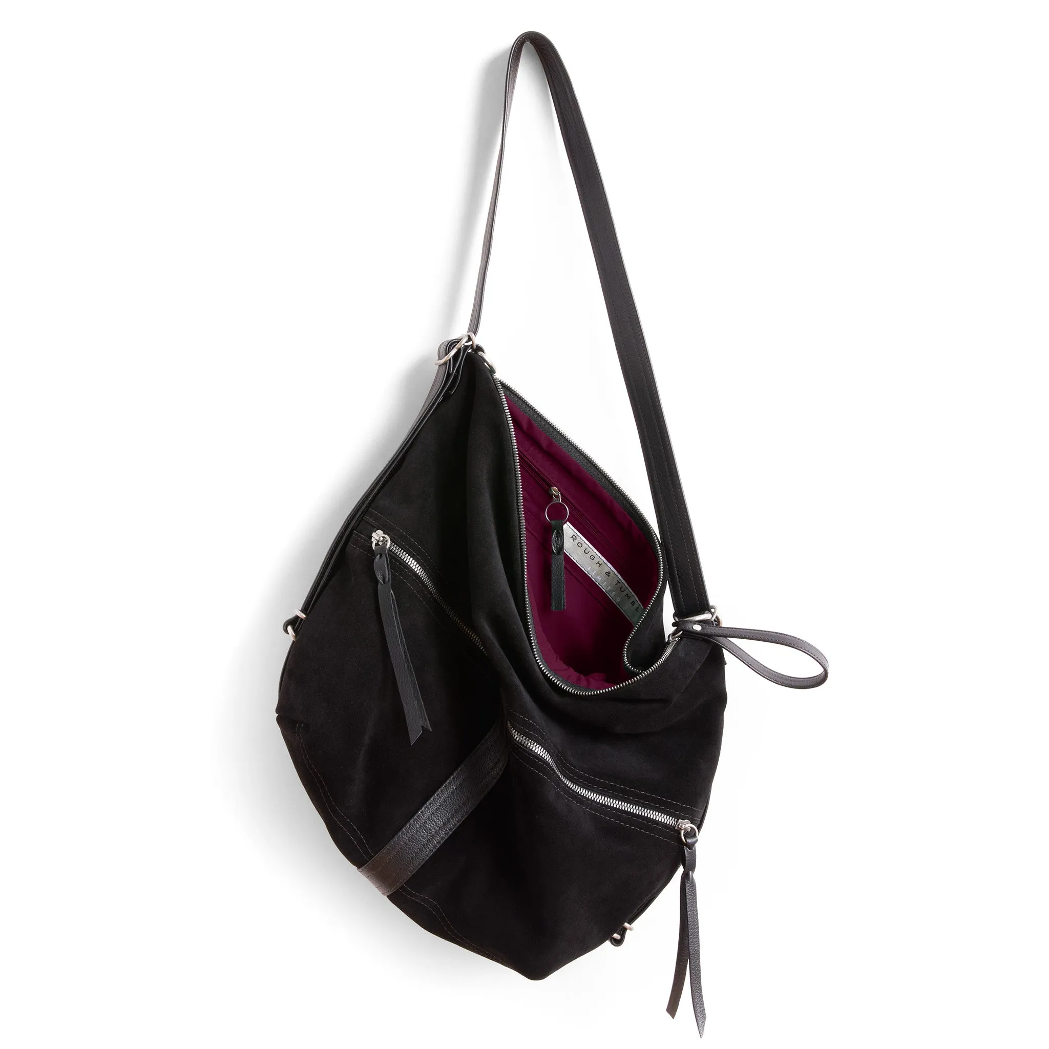 city safari™ | black suede | 3 in 1 adjustable | choose size   lining   pulls   hardware finish