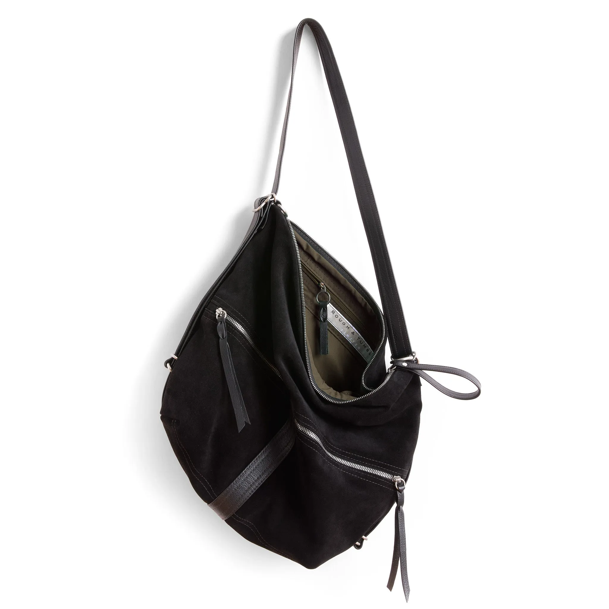 city safari™ | black suede | 3 in 1 adjustable | choose size   lining   pulls   hardware finish