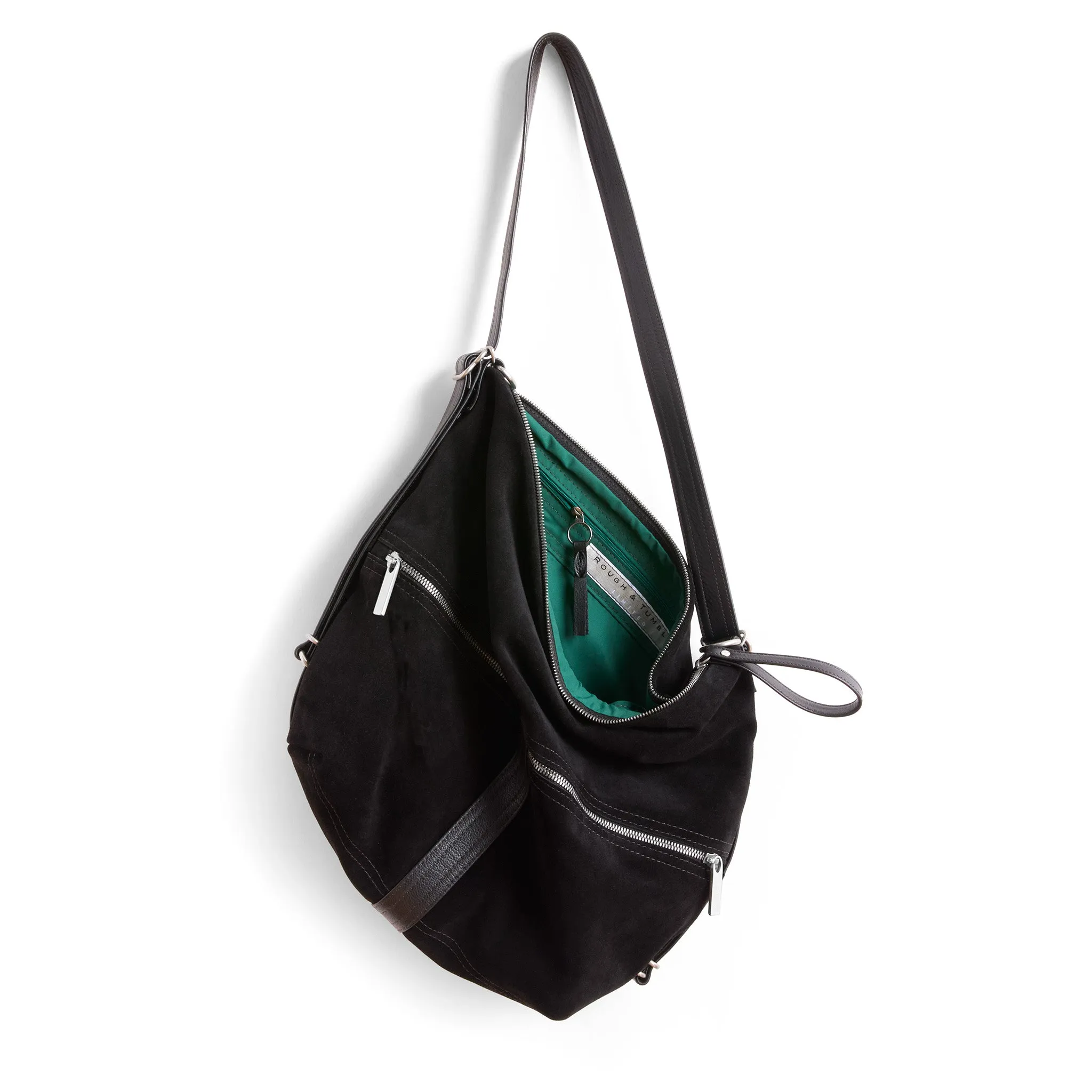 city safari™ | black suede | 3 in 1 adjustable | choose size   lining   pulls   hardware finish